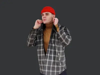 Stylish Man Adjusting Collar - Streetwear Look 3D model