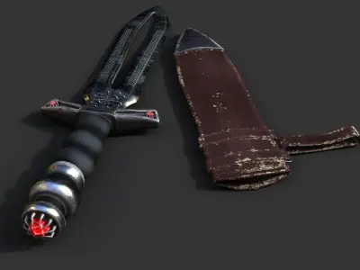 Dagger sword Low-poly 3D model 9
