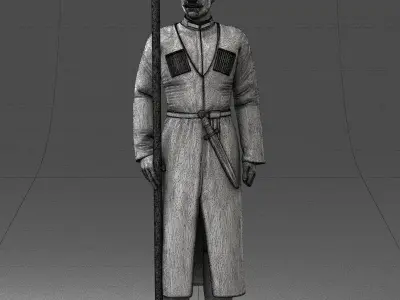 000107 Cossack Guard Soldier in Traditional Uniform 0116 3D model
