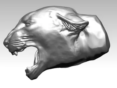 Angry cat tiger puma lion head bust 3D print model