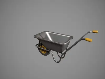 Metal - Yellow Wheelbarrow Low-poly 3D model