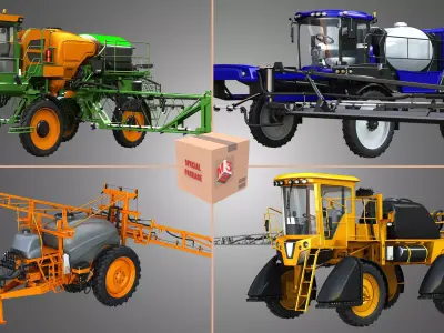 Spray Sprayer Machines - 4 Vehicles 3D Model Pack