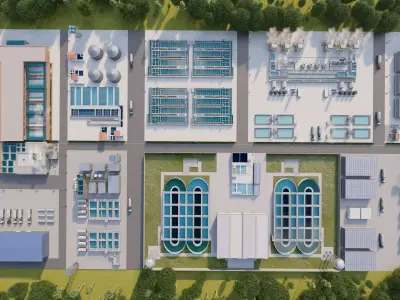 Water treatment plant-Water and Sewage Treatment Plants 3D model