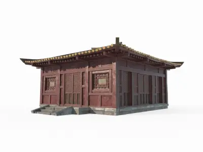 Asian ancient architecture single room 3D model