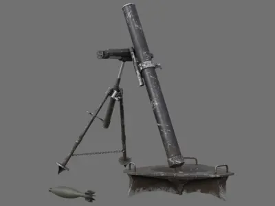 Mortar 1B Low-poly 3D model
