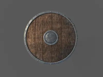 Wooden Vikings Shield  Low-poly 3D model