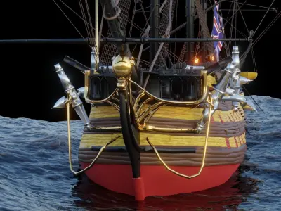 English Warship 16th century  3D model