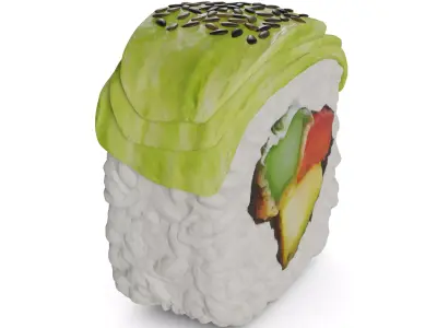 Sushi with avocado and sesame seeds 3D model