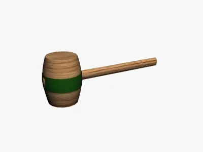 mallet wooden barrel Low-poly 3D model