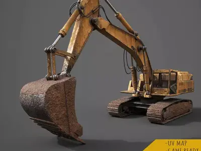 Game ready 3d model of Excavator Low-poly 3D model