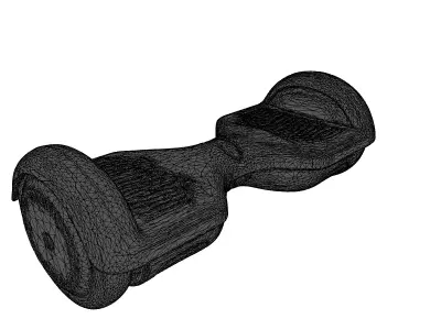 Sleek Silver Hoverboard with Blue Runners 3D model