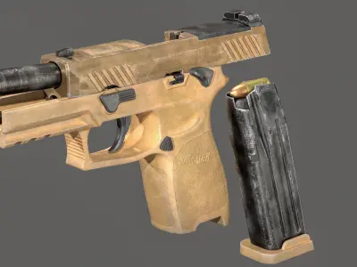 Sig Sauer M18 Pistol 3D Model - Game Ready Low-poly 3D model