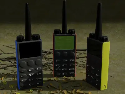 portable radio walkie talkie in three colors Free 3D model