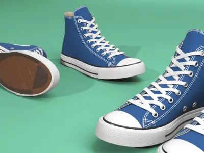Blue Converse All Stars Sneakers 3D model