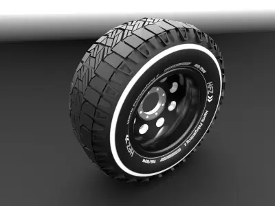 LSMW-0119 Military Truck Wheel Low-poly 3D model