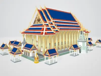 Ubosot and the Emerald Buddha 3D model