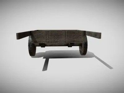Medieval Cart Low-poly 3D model 8