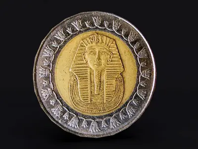 Egyptian One Pound Coin Low-poly 3D model