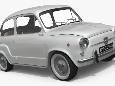 Fiat 600 Classic Hatchback White Simplified 3D model