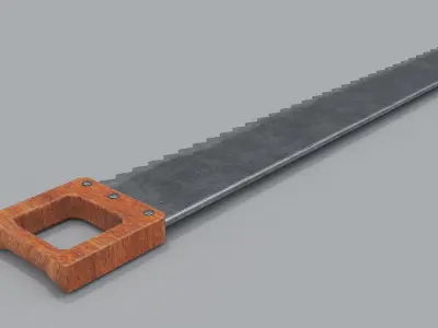 Saw PBR with wooden handle Low-poly 3D model