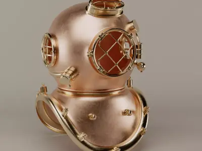 antique diver helmet 3D model