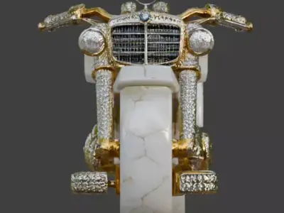 Luxury Jeweled Marble and  Gold Chopper Low-poly 3D model
