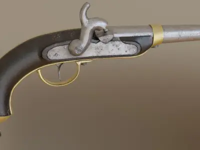 Historic old medievel flintlock Dragon pistol  Low-poly 3D model