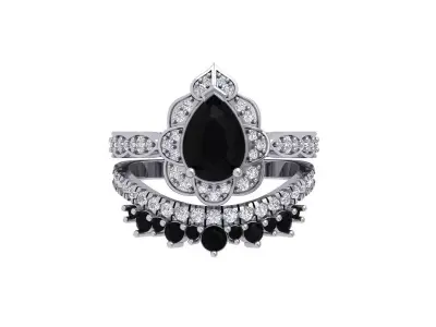 Pear Art Deco Ring 3D print model 9