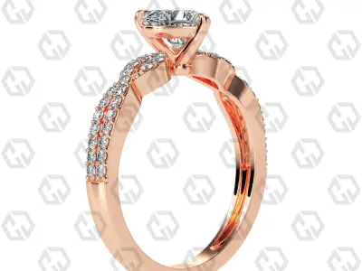 Ring 144 Heart shape twisted shank pave set ring 3D print model