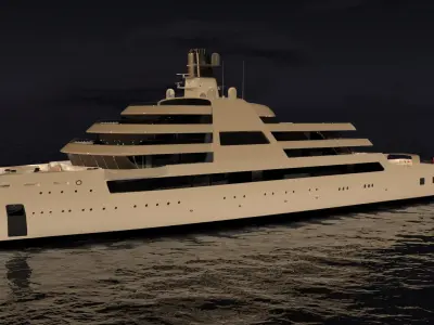 Solaris Explorer Yacht Night Scene 3D model