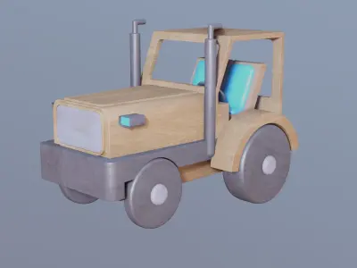 WOODEN TRACTOR TOY - RogueFilmProductions Low-poly 3D model