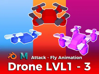 Drone LVL 1-3 - Game Ready - Hyper Casual Free low-poly 3D model