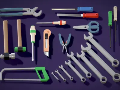 20 Plus Work Shop Tool Kit - Mechanic Carpentry Tool Low-poly 3D model