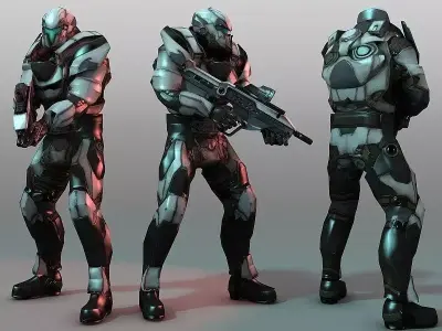 Futuristic Soldier Low-poly 3D model