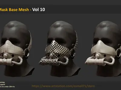 20 Mask Base Mesh - Vol 10 Low-poly 3D model