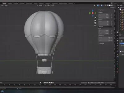 Air Balloon 3d model in blender Low-poly 3D model
