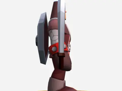 Handpaint Cartoon Knight MMO Character Low-poly 3D model