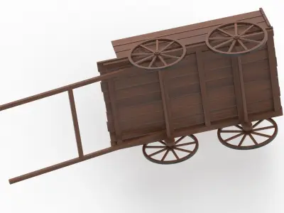 Dark Wooden Old Cart 3D model