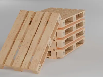 Wooden Euro and Fin Pallet Asset different conditions Low-poly 3D model