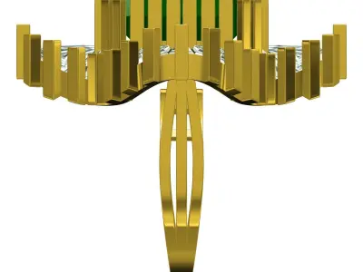 Antique Green Emerald and Baguette Ring 3D print model