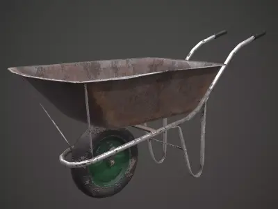 Old Wheelbarrow PBR Low Poly Low-poly 3D model