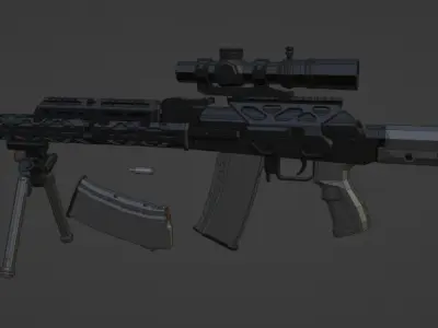 low-poly RPK-74 Tuning Free low-poly 3D model