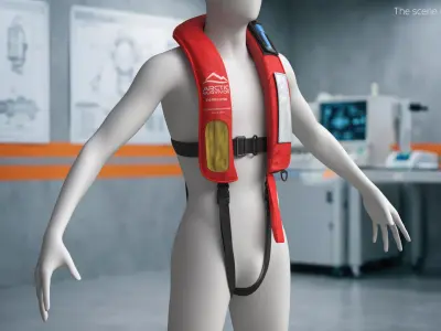  Inflatable Life Jacket with Reflective Panel Red 