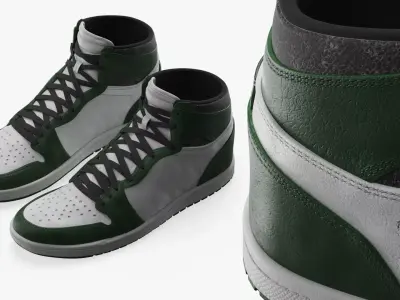 Retro Basketball High Top Footwear Green 3D model