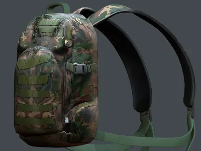 Backpack military combat Black baggage Low-poly Low-poly 3D model purchase