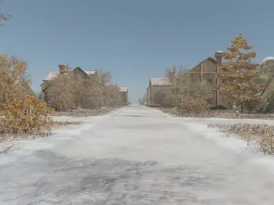 Mountain Village In Autumn 3D model
