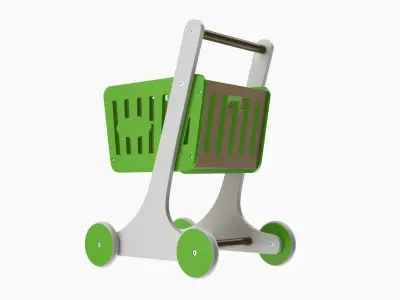 Wooden market shopping trolley 3D model