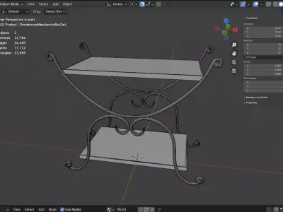 Desdemona Metalworks Bar Cart Low-poly 3D model