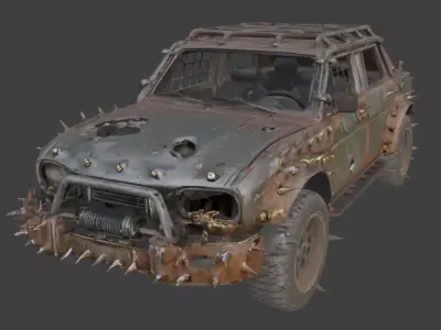 Post-Apocalyptic Raider Sedan 3D Model Low-poly 3D model