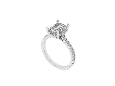 Emerald Solitaire Ring 3D print model 33
